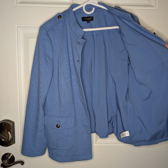 Talbots Military Style Jacket Blue Gold Button Womens Size 18 Lined Cotton Blend - Picture 8 of 8